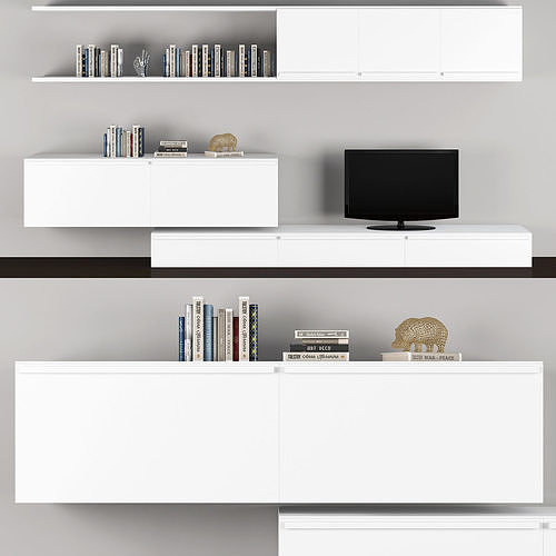 APPOGGIO tv stand with shelves and bookshelves 3D model