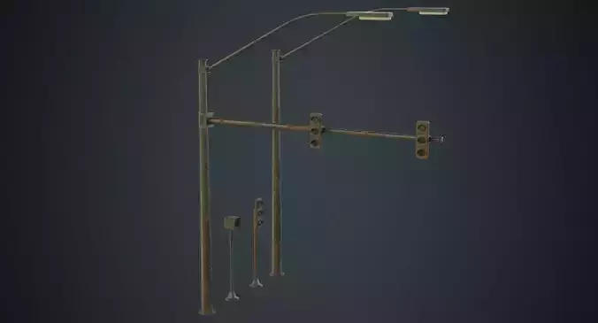 Stop Light 1C Low-poly 3D model