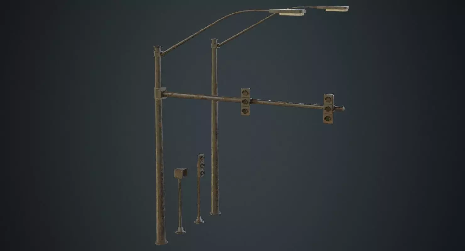 Stop Light 1C Low-poly 3D model_0