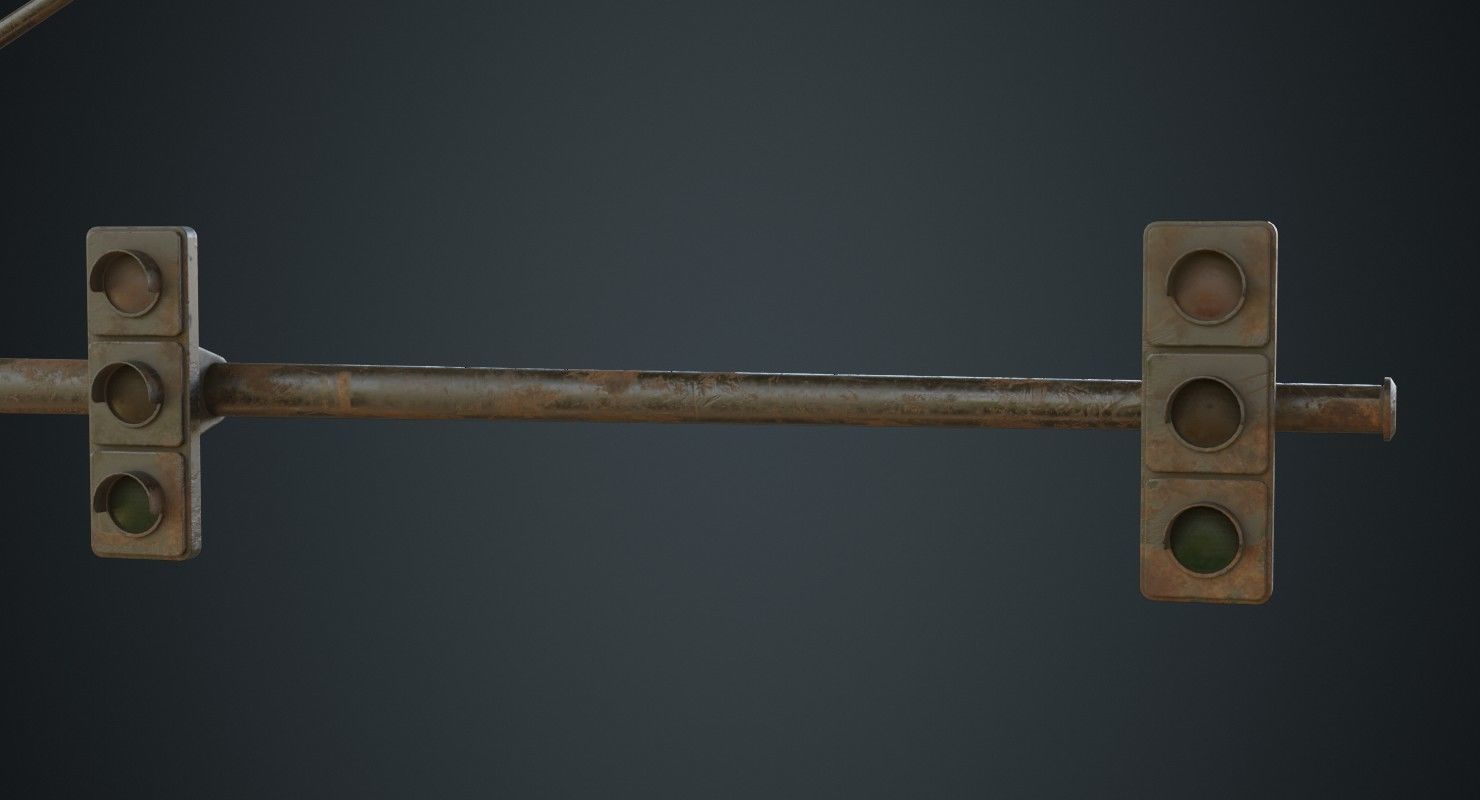 Stop Light 1C Low-poly 3D model_7