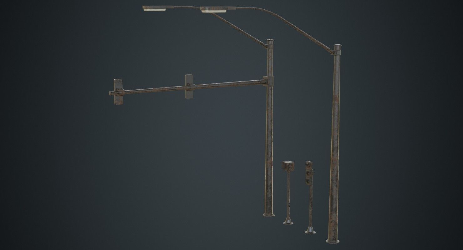 Stop Light 1C Low-poly 3D model_2