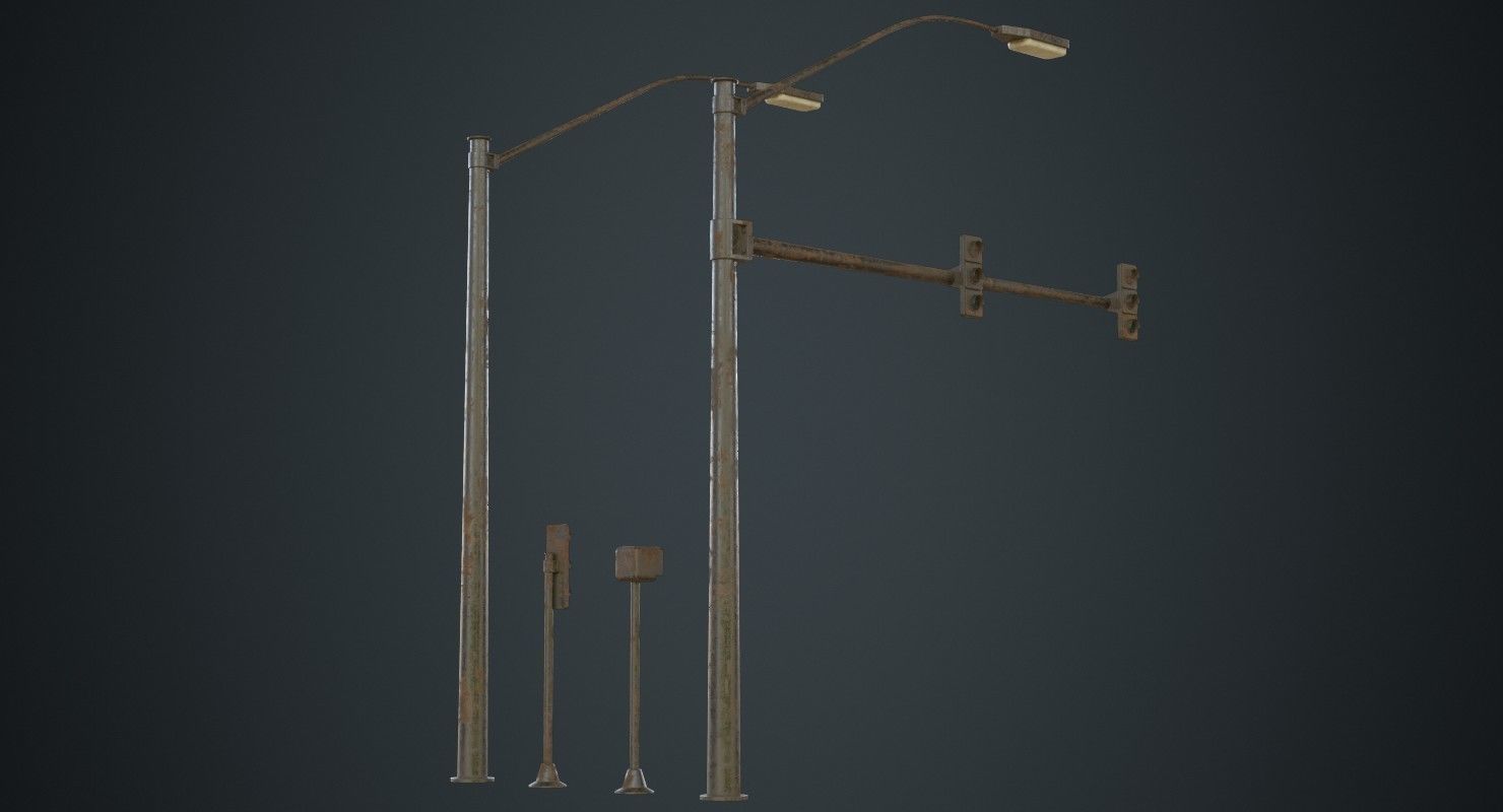 Stop Light 1C Low-poly 3D model_4