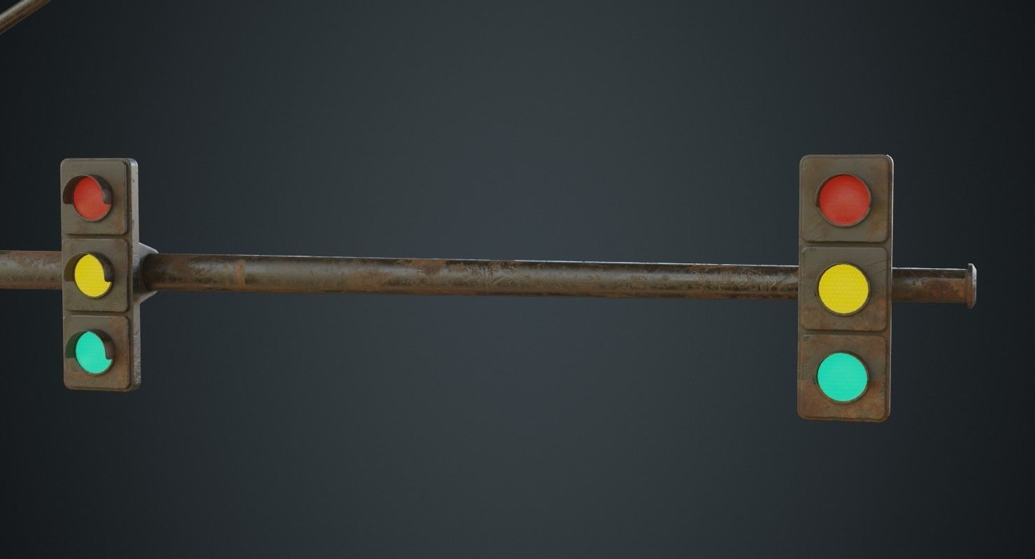 Stop Light 1C Low-poly 3D model_8