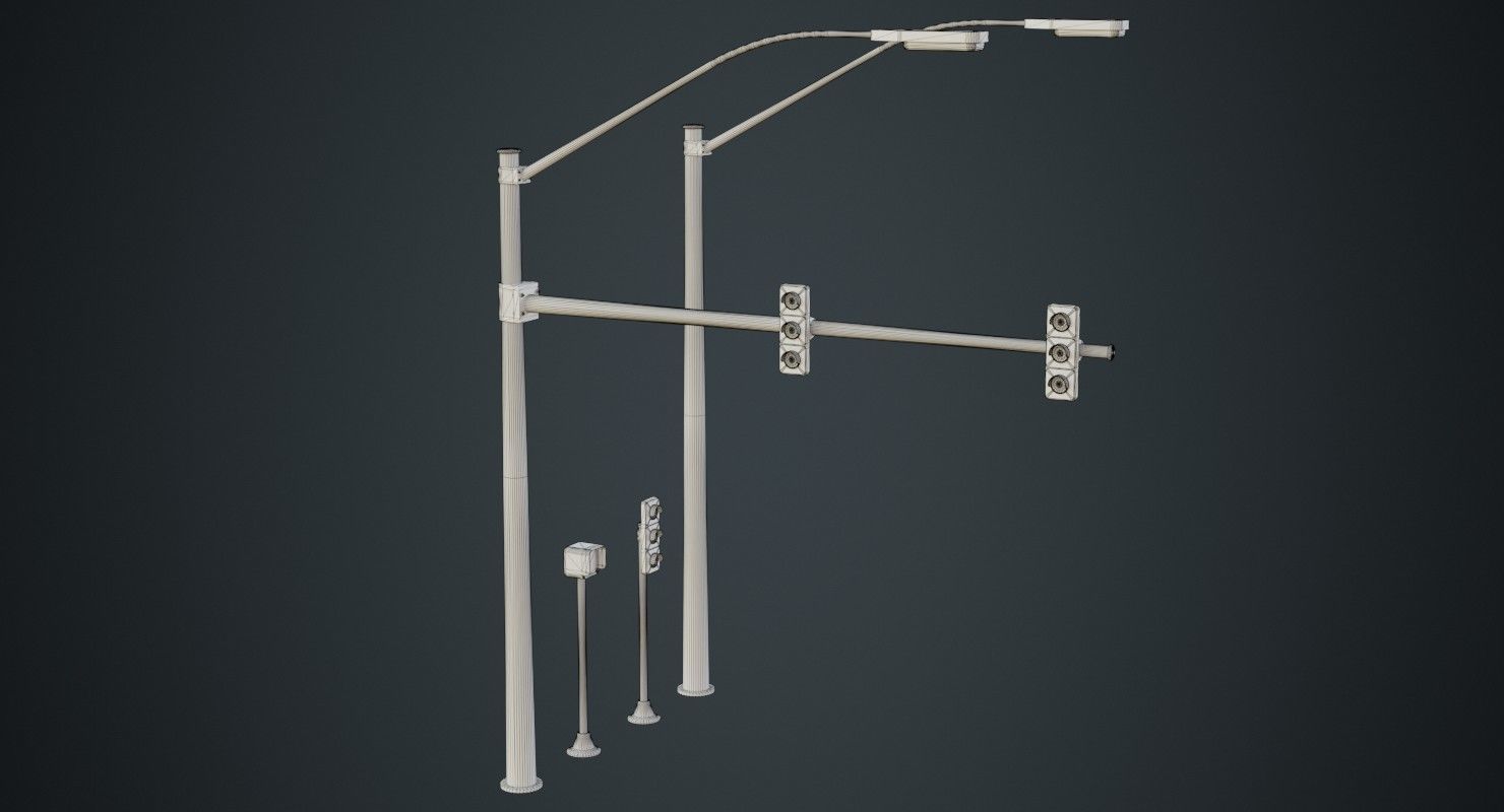 Stop Light 1C Low-poly 3D model_12