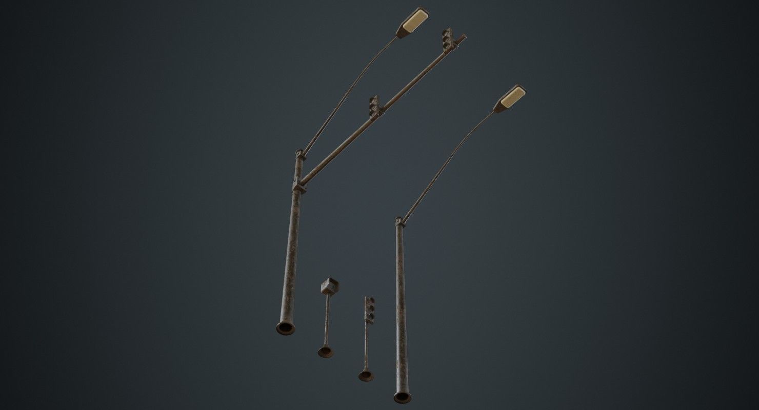 Stop Light 1C Low-poly 3D model_5