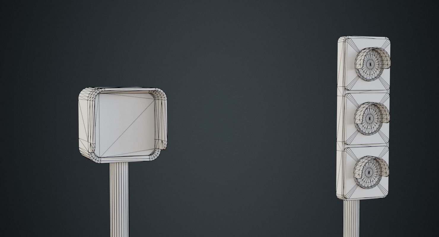 Stop Light 1C Low-poly 3D model_14