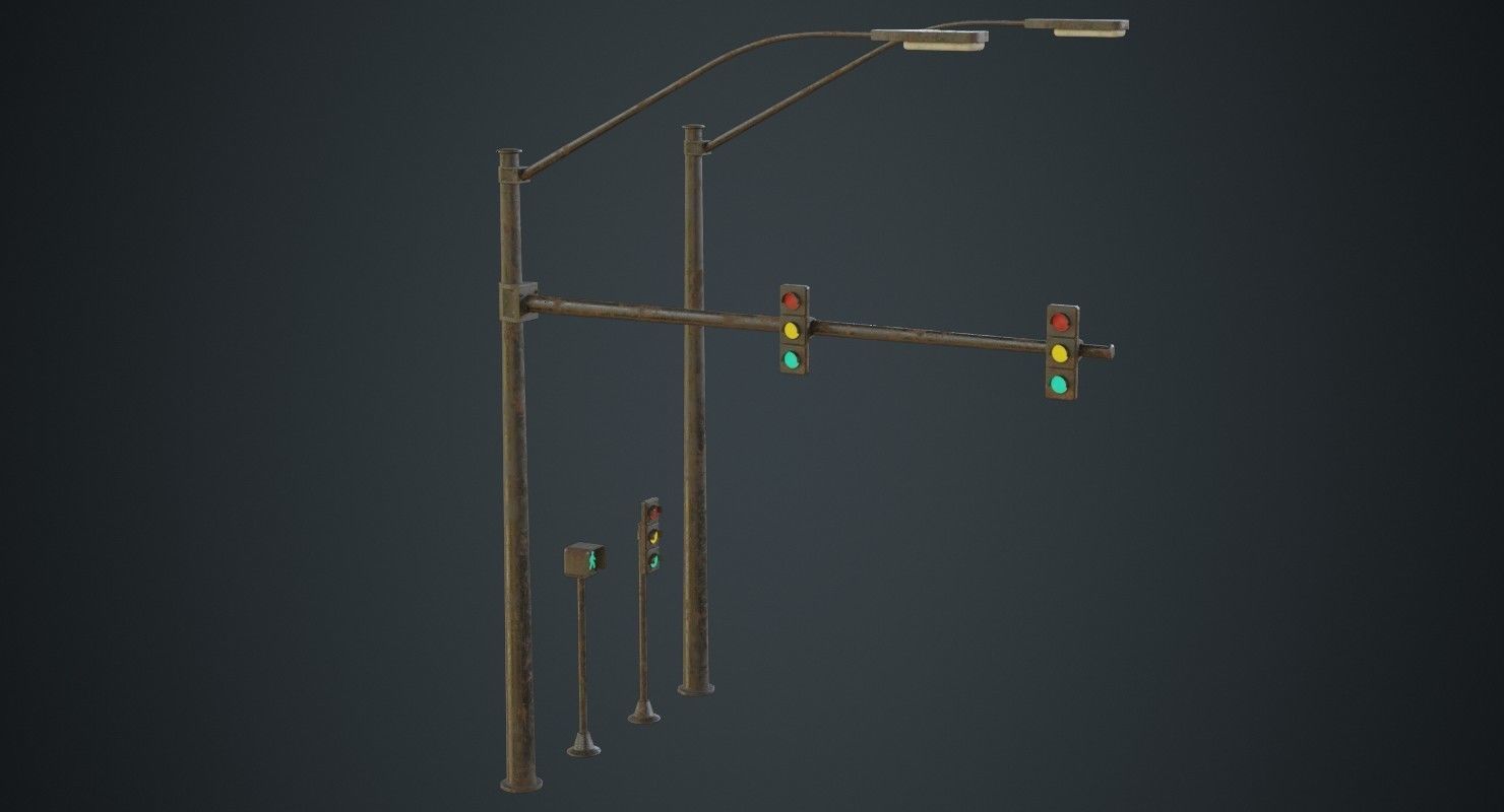 Stop Light 1C Low-poly 3D model_1