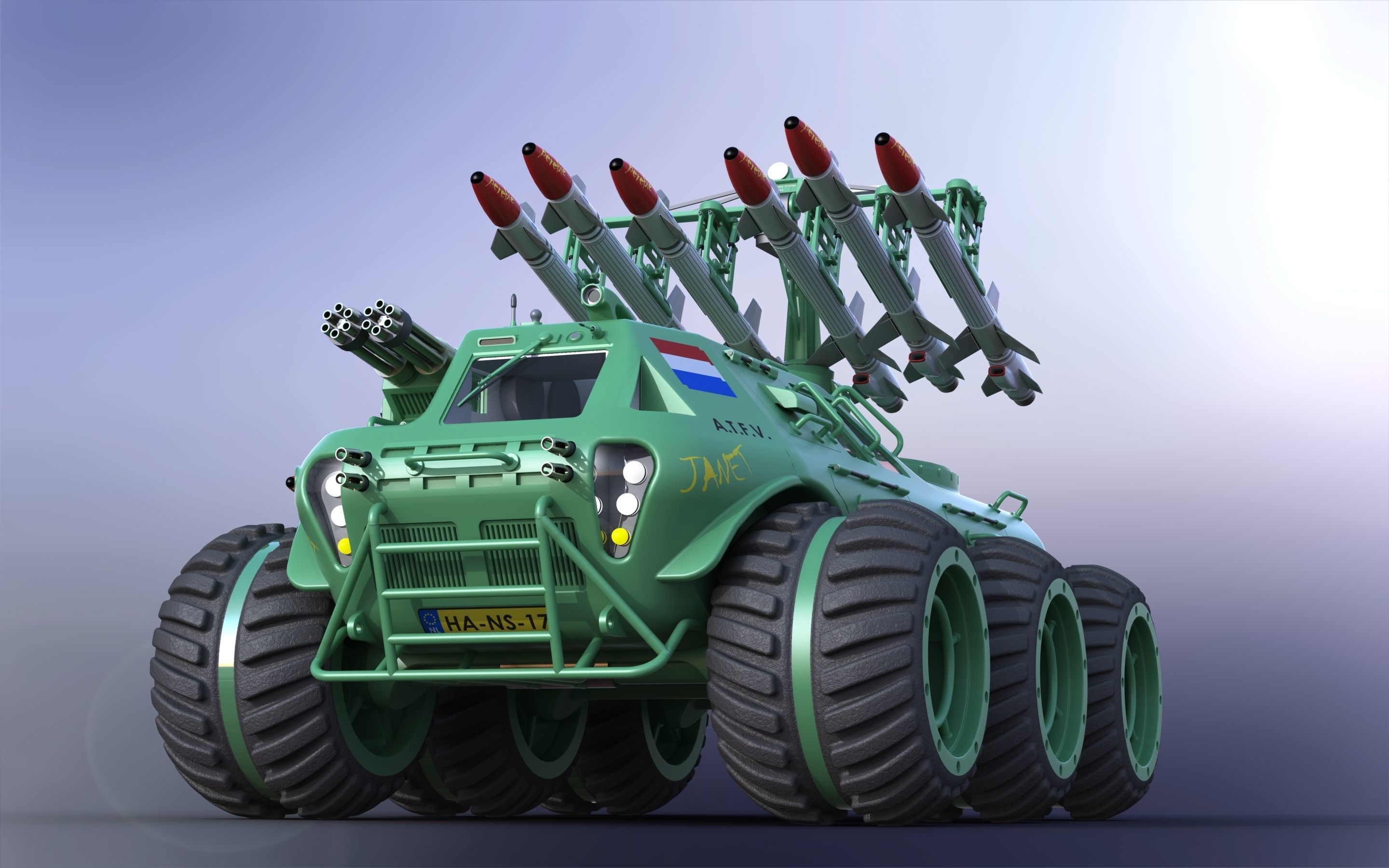 Land Missile armoured SUV tank  3D print model_5