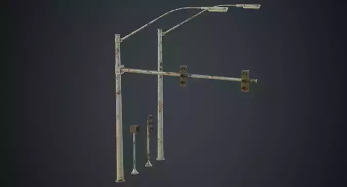 Stop Light 1D Low-poly 3D model