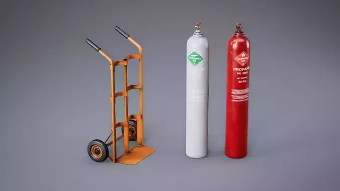 Trolley and Gas Cylinder - Single Asset Free low-poly 3D model