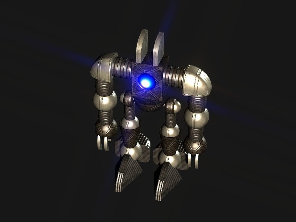 Metal Cyclops robot Low-poly 3D model_9