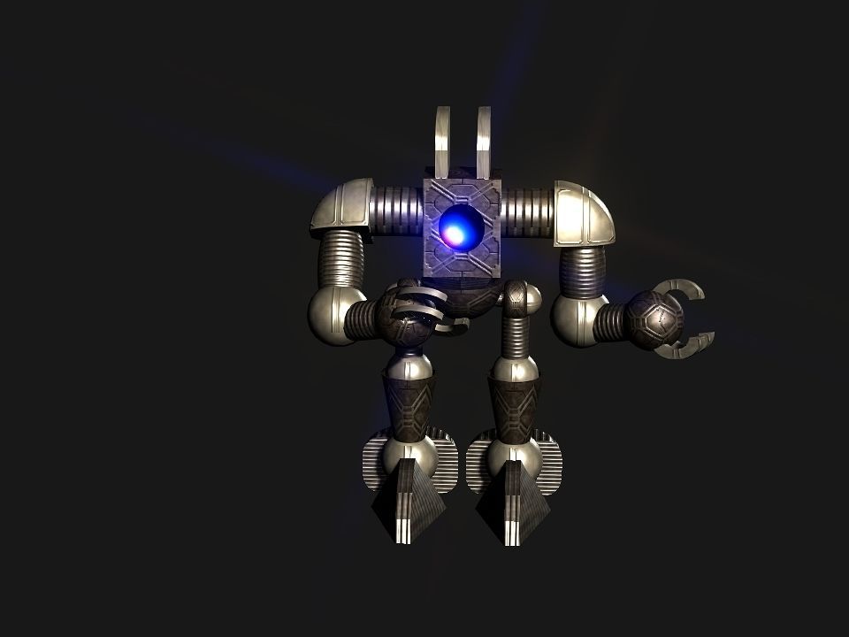 Metal Cyclops robot Low-poly 3D model_29