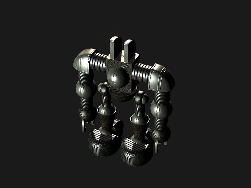 Metal Cyclops robot Low-poly 3D model_19