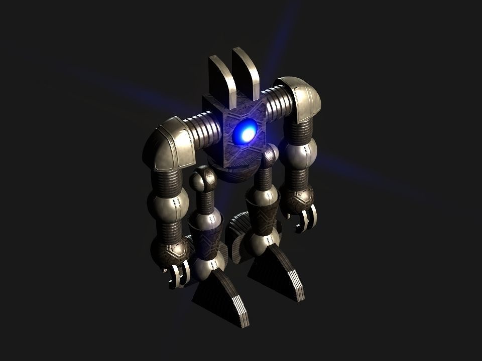 Metal Cyclops robot Low-poly 3D model_26