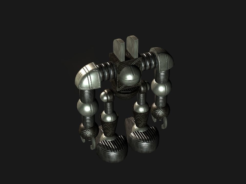 Metal Cyclops robot Low-poly 3D model_17