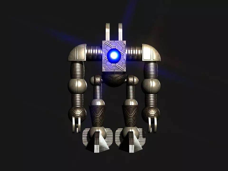 Metal Cyclops robot Low-poly 3D model_0