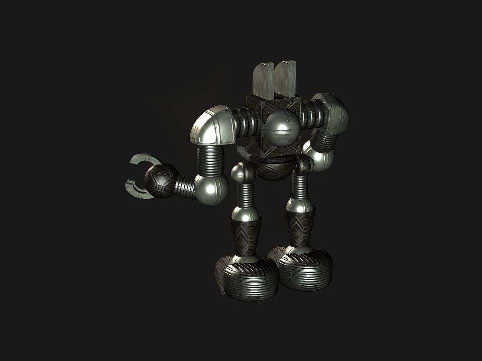 Metal Cyclops robot Low-poly 3D model_33