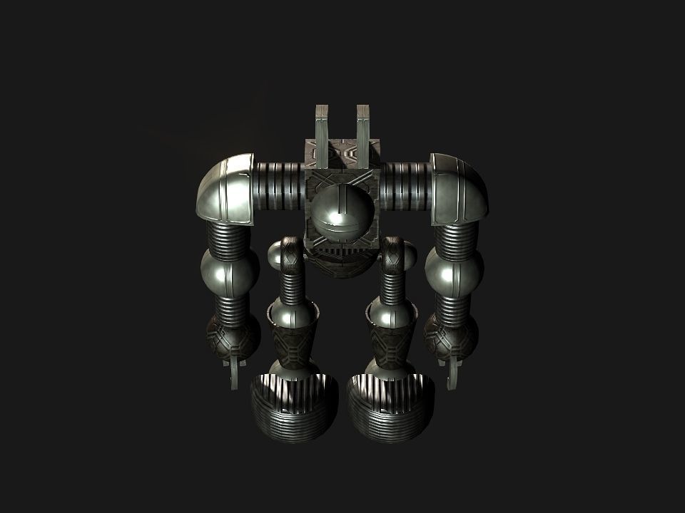 Metal Cyclops robot Low-poly 3D model_18