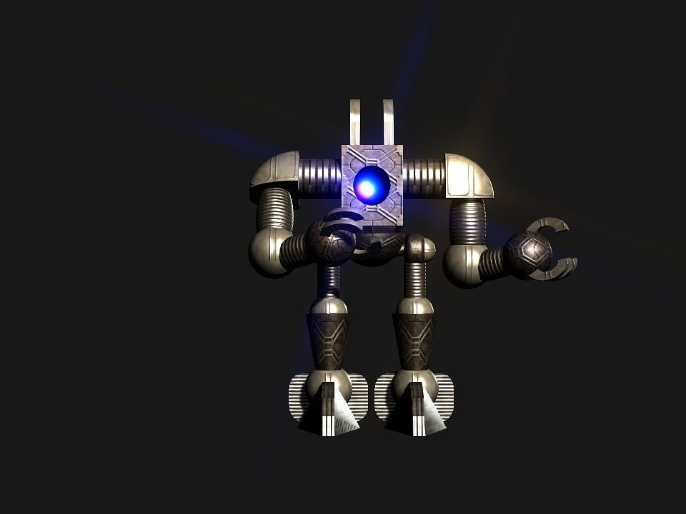 Metal Cyclops robot Low-poly 3D model_28