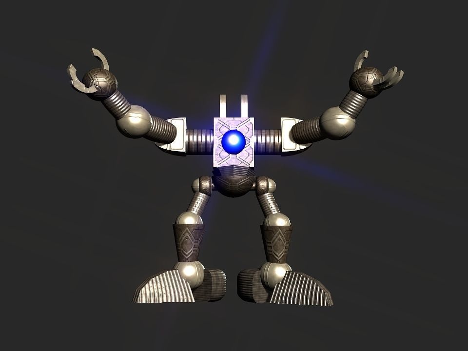 Metal Cyclops robot Low-poly 3D model_1