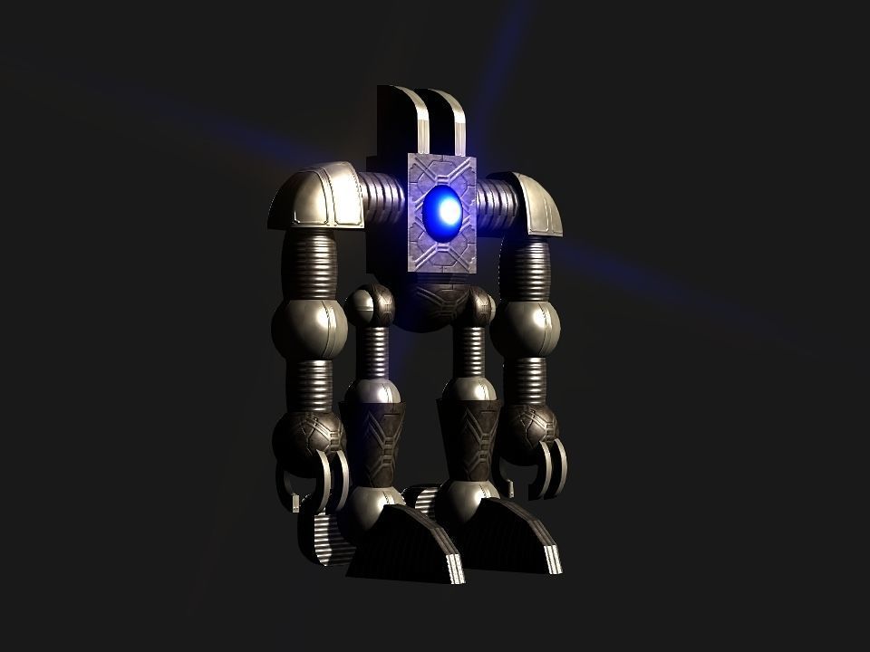 Metal Cyclops robot Low-poly 3D model_7