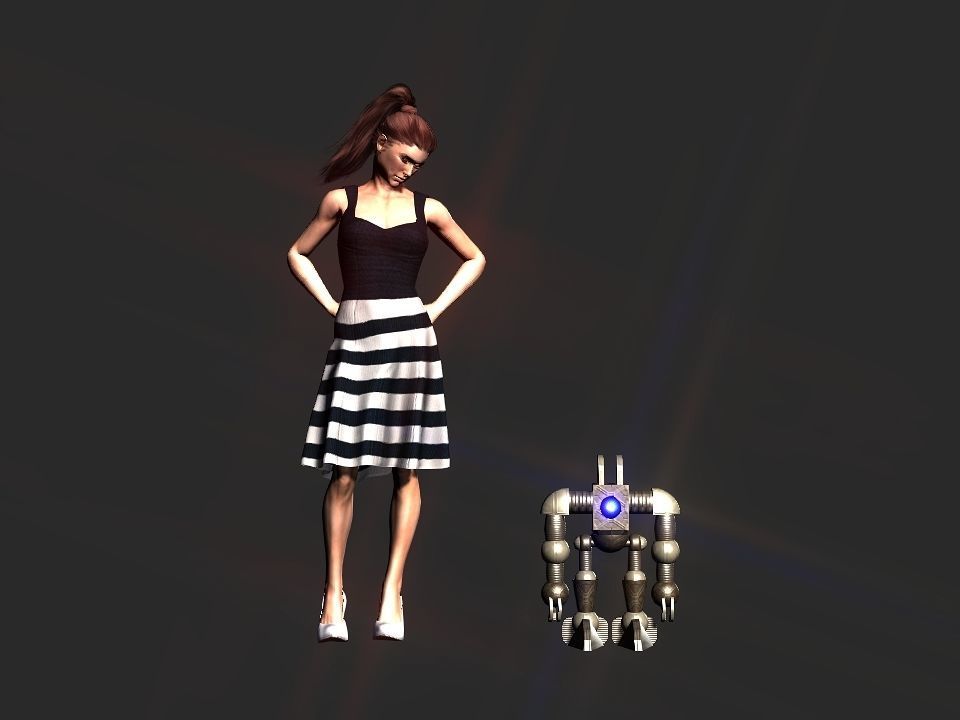 Metal Cyclops robot Low-poly 3D model_76