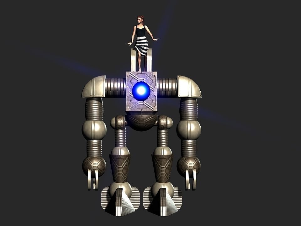 Metal Cyclops robot Low-poly 3D model_80