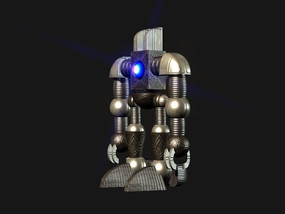 Metal Cyclops robot Low-poly 3D model_13