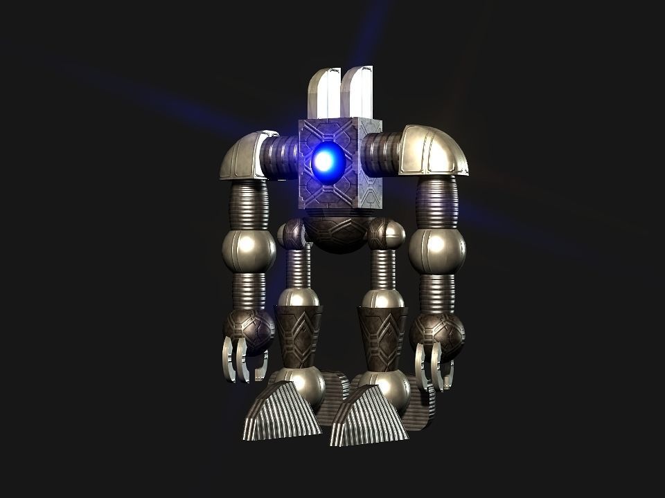 Metal Cyclops robot Low-poly 3D model_2