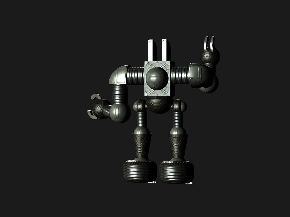 Metal Cyclops robot Low-poly 3D model_42