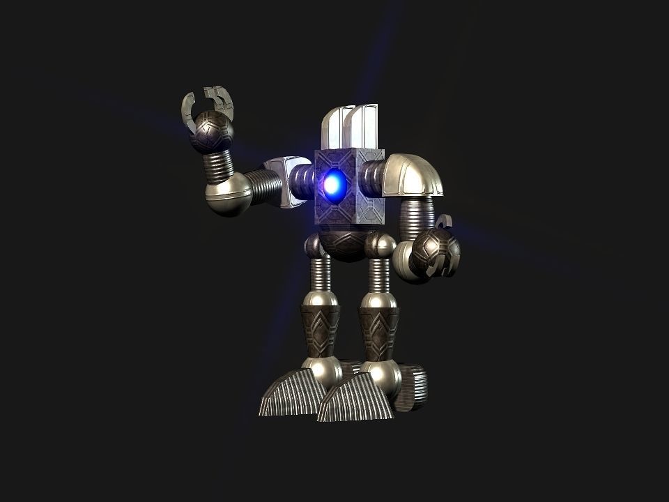Metal Cyclops robot Low-poly 3D model_39