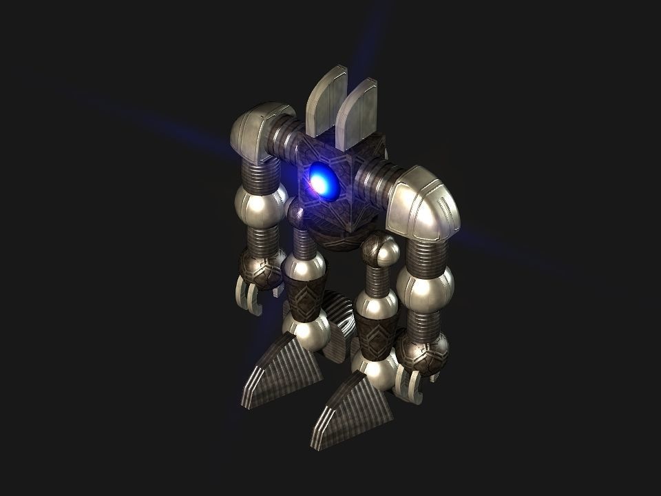 Metal Cyclops robot Low-poly 3D model_10
