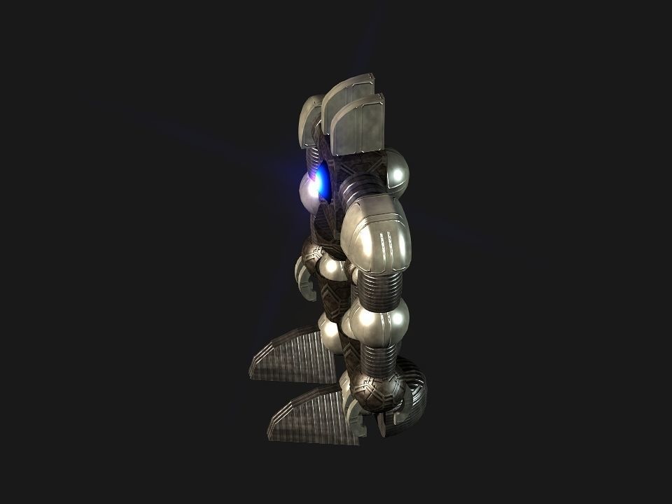Metal Cyclops robot Low-poly 3D model_12