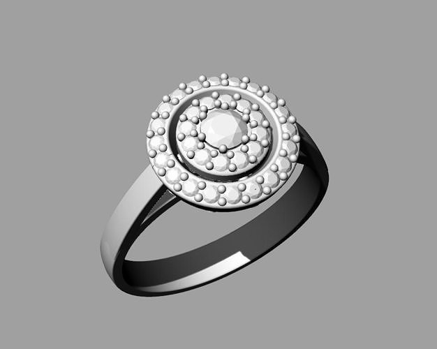 ring with reflector with diamonds 3D print model