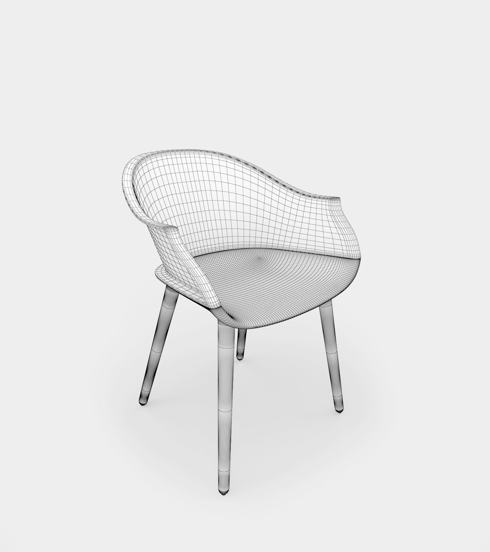 Round armchair and dining chair 3D model_2