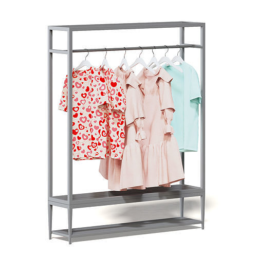 Market Rack 3D Model - Clothes 3D model