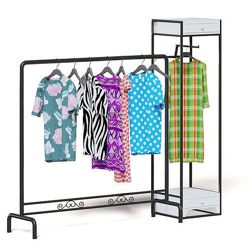 Market Rack 3D Model - Clothes 3D model
