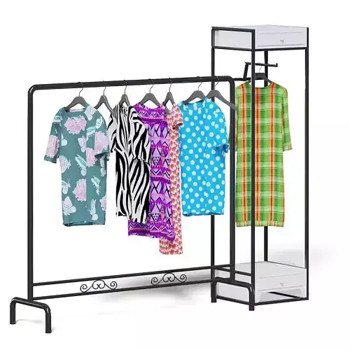 Market Rack 3D Model - Clothes 3D model