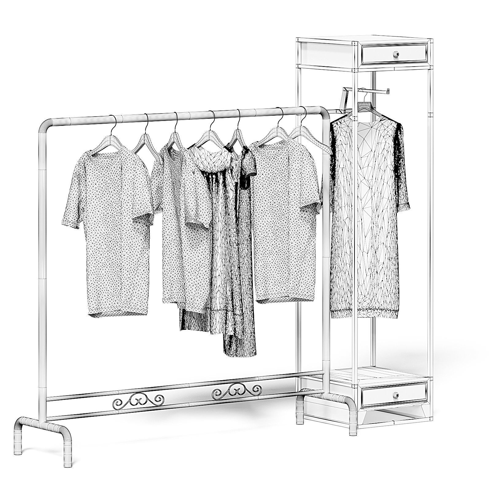 Market Rack 3D Model - Clothes 3D model_1