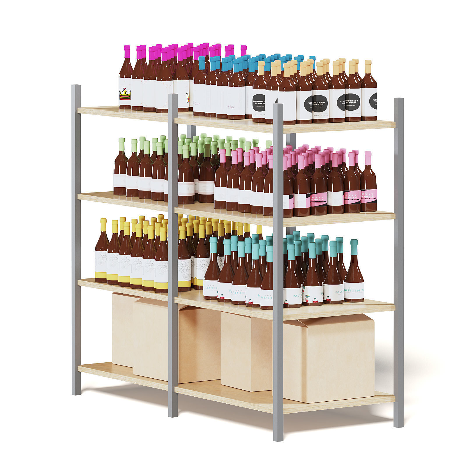 Market Shelf 3D Model - Wines 3D model_7
