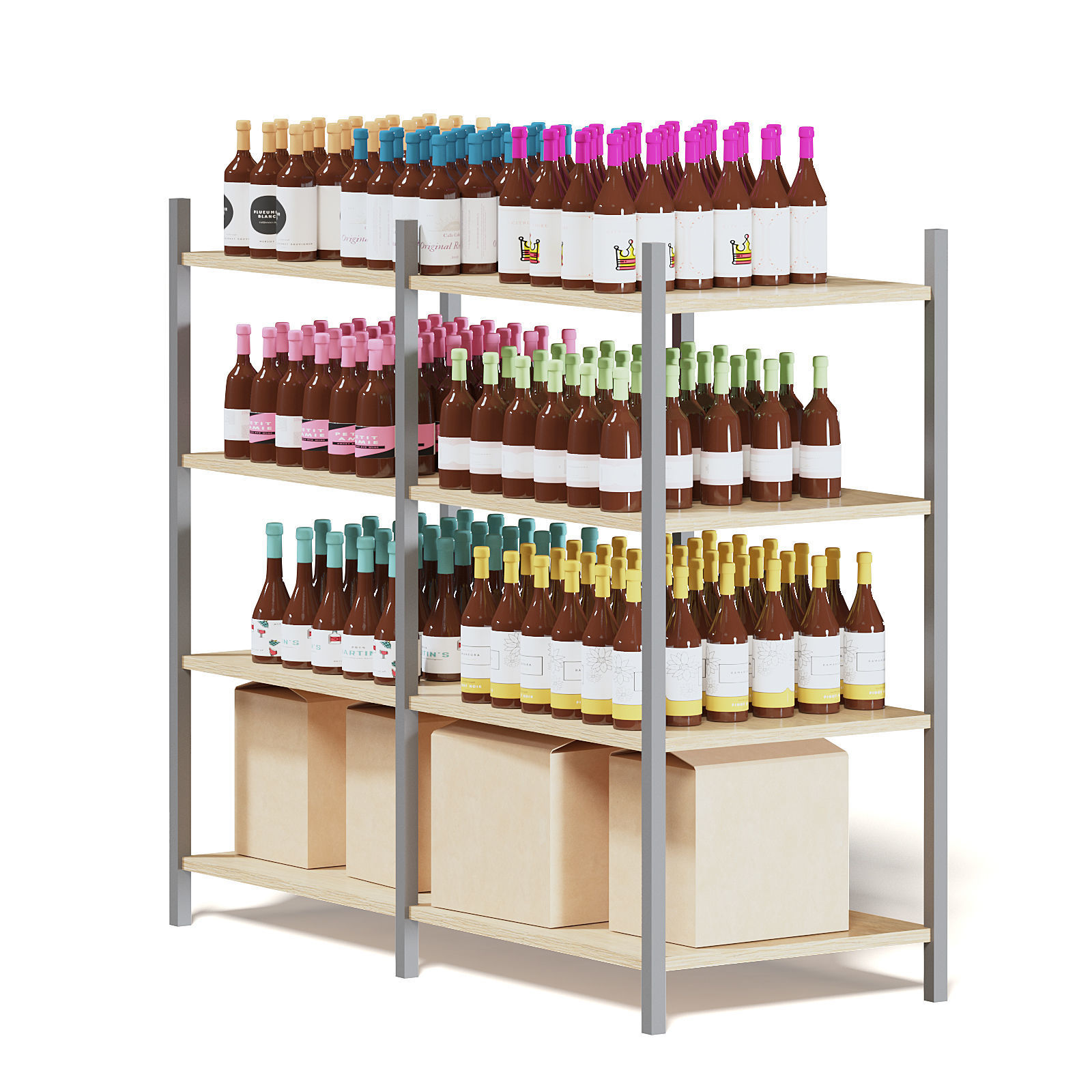 Market Shelf 3D Model - Wines 3D model_3