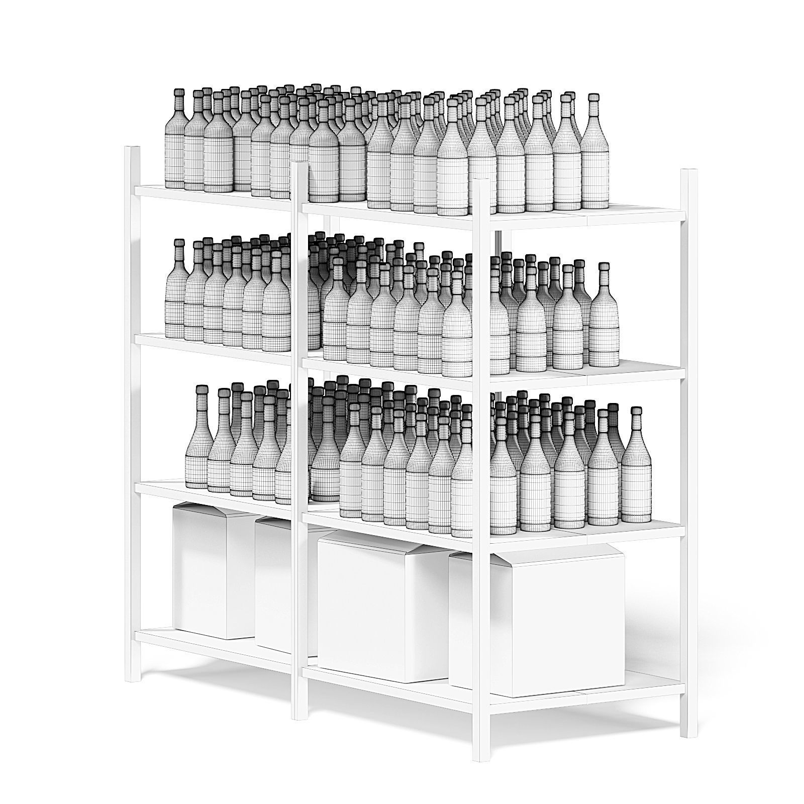 Market Shelf 3D Model - Wines 3D model_2