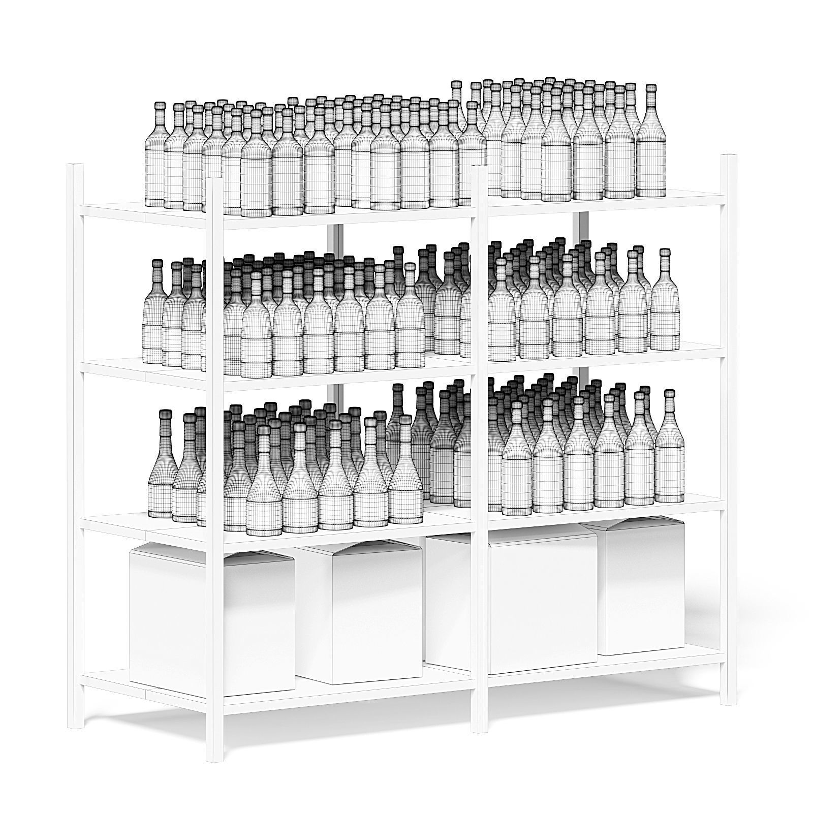 Market Shelf 3D Model - Wines 3D model_1