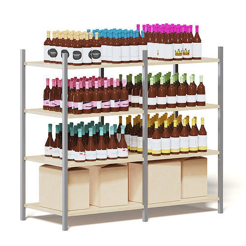 Market Shelf 3D Model - Wines 3D model