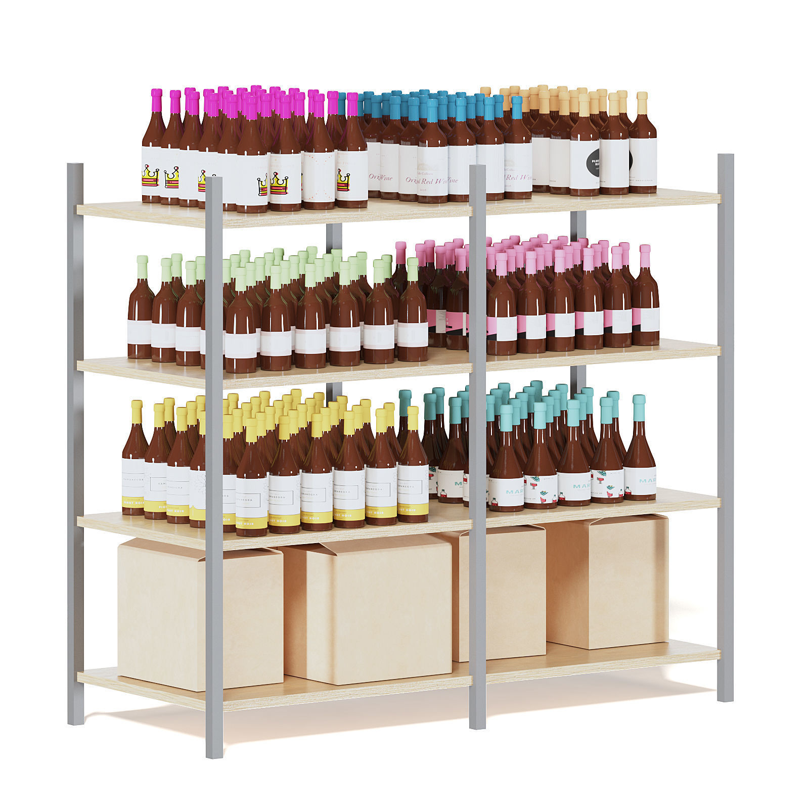 Market Shelf 3D Model - Wines 3D model_5