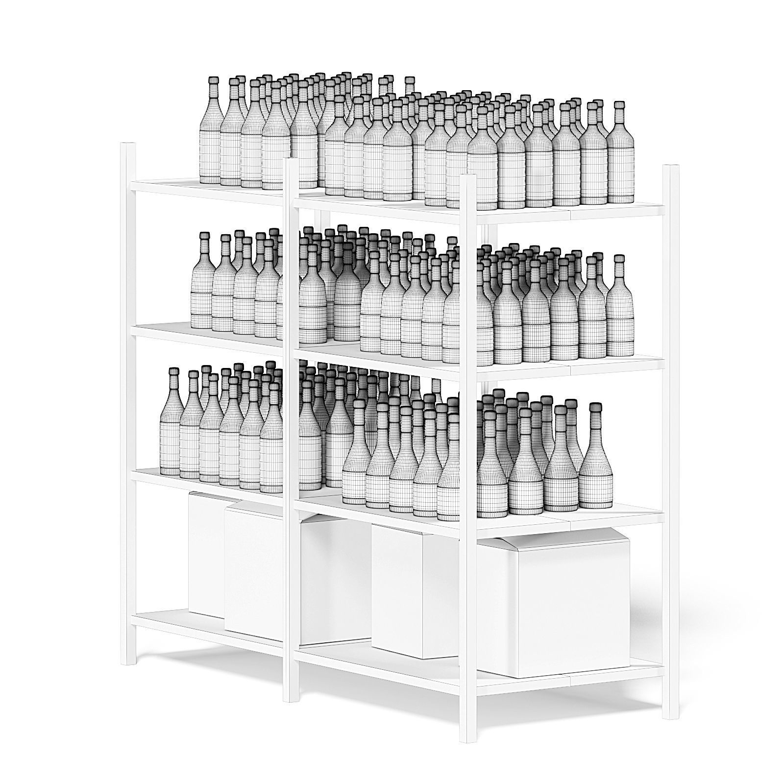 Market Shelf 3D Model - Wines 3D model_6