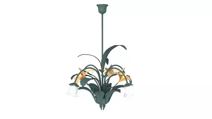 1980s Floral Ceiling Lamp 3D model