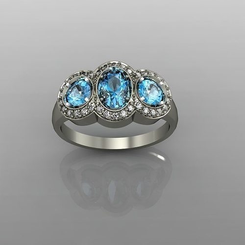 Ring Blue Topaz 3D print model