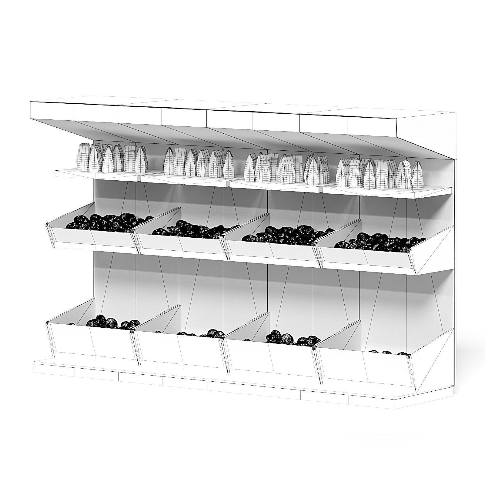 Market Shelf 3D Model - Buns 3D model_4