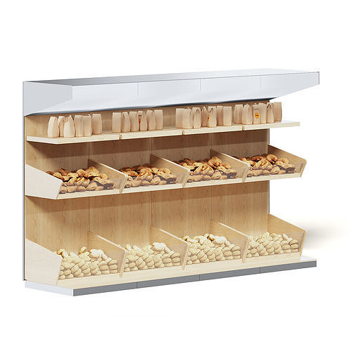 Market Shelf 3D Model - Buns 3D model